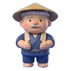 畑に立つ おやかた